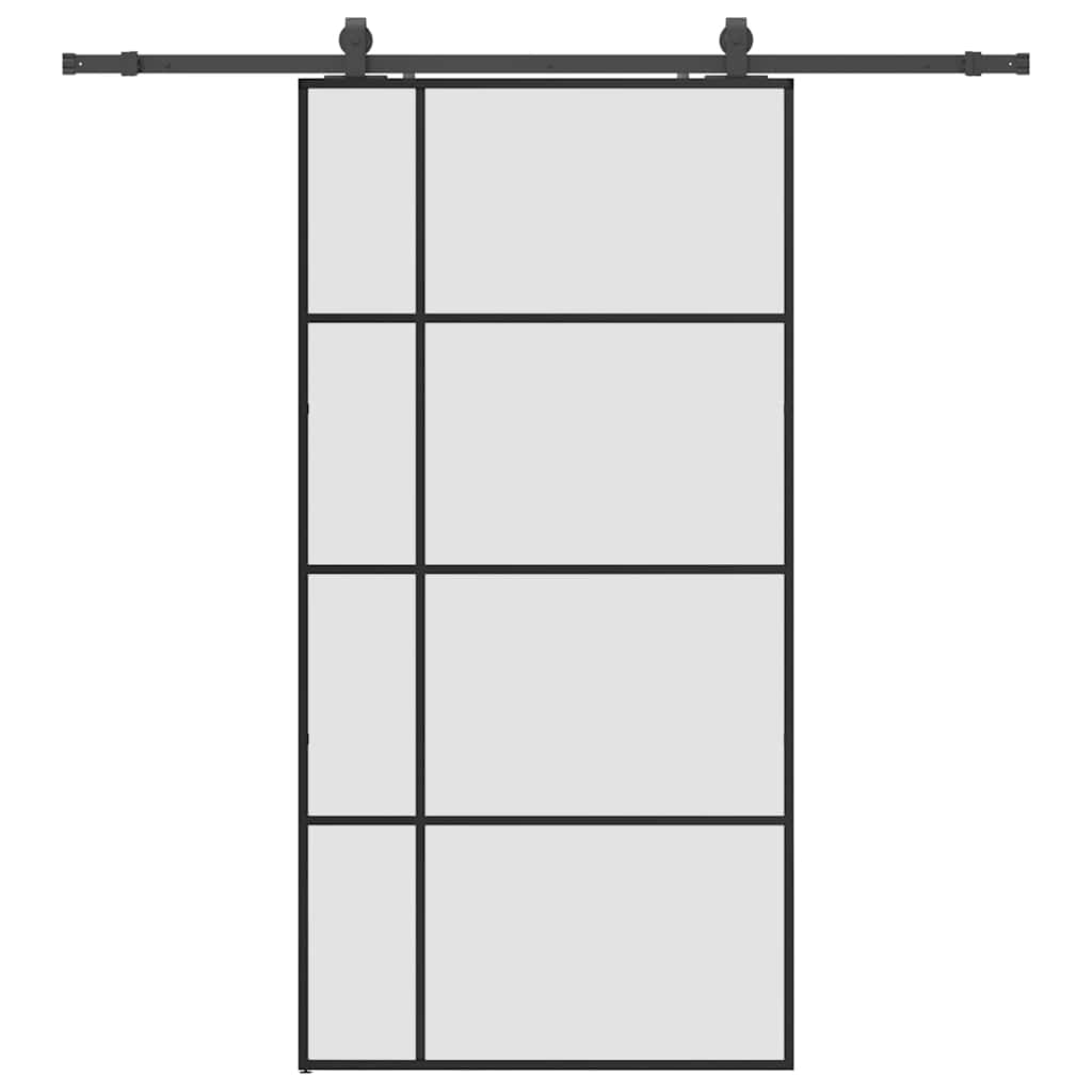vidaXL Sliding Door with Hardware Set Black 102.5x205 cm ESG Glass