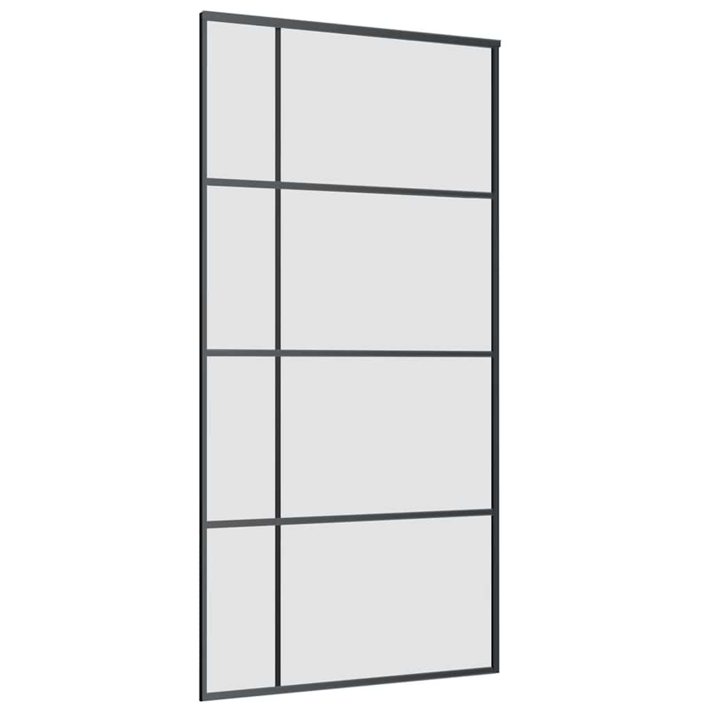 vidaXL Sliding Door with Hardware Set Black 102.5x205 cm ESG Glass