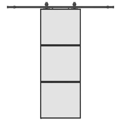 vidaXL Sliding Door with Hardware Set Black 76x205 cm Tempered Glass