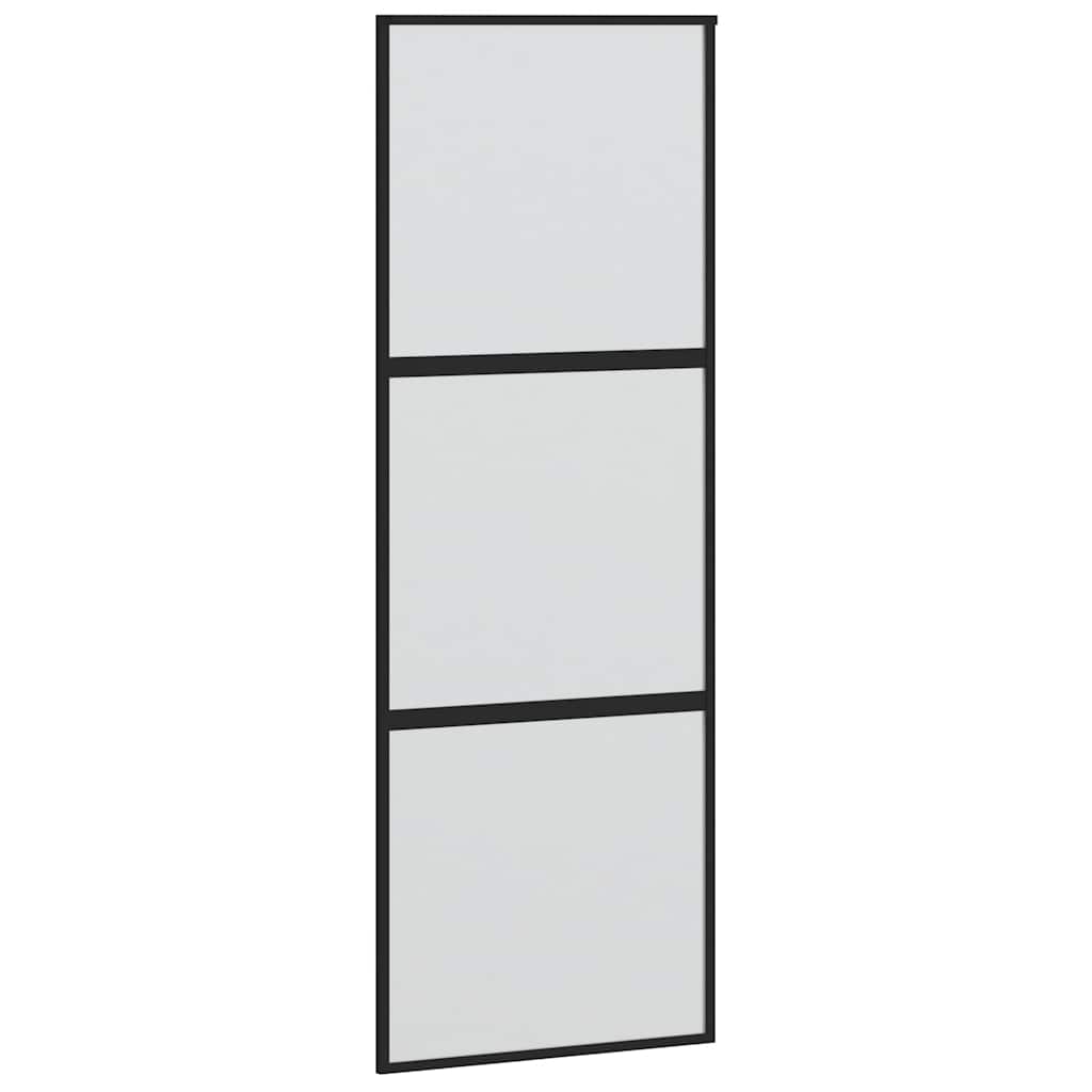 vidaXL Sliding Door with Hardware Set Black 76x205 cm Tempered Glass