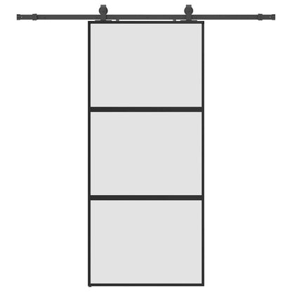 vidaXL Sliding Door with Hardware Set Black 90x205 cm Tempered Glass
