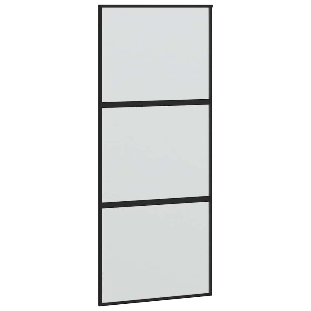vidaXL Sliding Door with Hardware Set Black 90x205 cm Tempered Glass