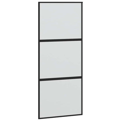 vidaXL Sliding Door with Hardware Set Black 90x205 cm Tempered Glass