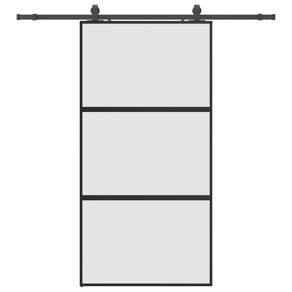 vidaXL Sliding Door with Hardware Set Black 102.5x205 cm Tempered Glass
