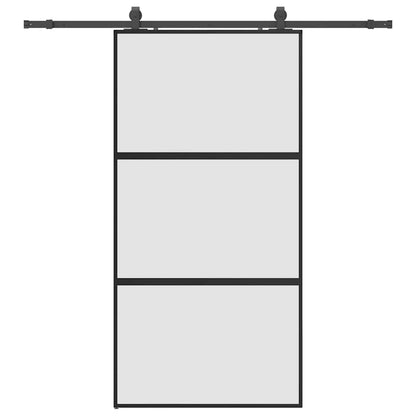vidaXL Sliding Door with Hardware Set Black 102.5x205 cm Tempered Glass