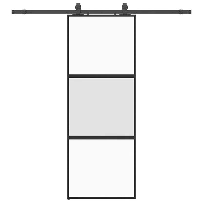 vidaXL Sliding Door with Hardware Set Black 76x205 cm Tempered Glass