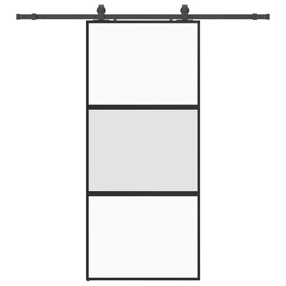 vidaXL Sliding Door with Hardware Set Black 90x205 cm Tempered Glass
