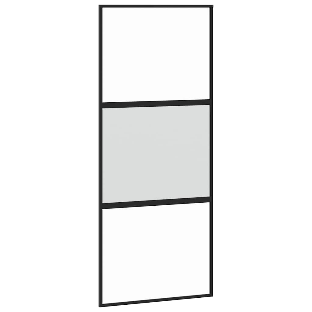 vidaXL Sliding Door with Hardware Set Black 90x205 cm Tempered Glass