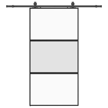 vidaXL Sliding Door with Hardware Set Black 102.5x205 cm Tempered Glass