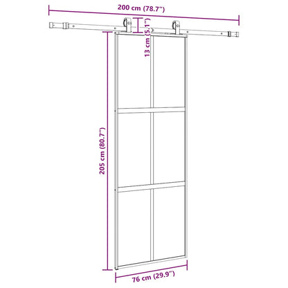 vidaXL Sliding Door with Hardware Set Black 76x205 cm Tempered Glass