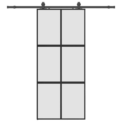 vidaXL Sliding Door with Hardware Set Black 90x205 cm Tempered Glass