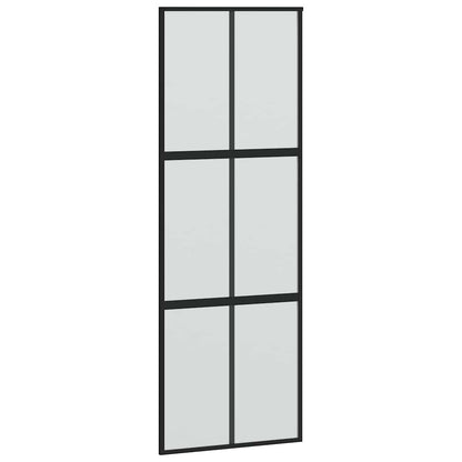 vidaXL Sliding Door with Hardware Set Black 90x205 cm Tempered Glass