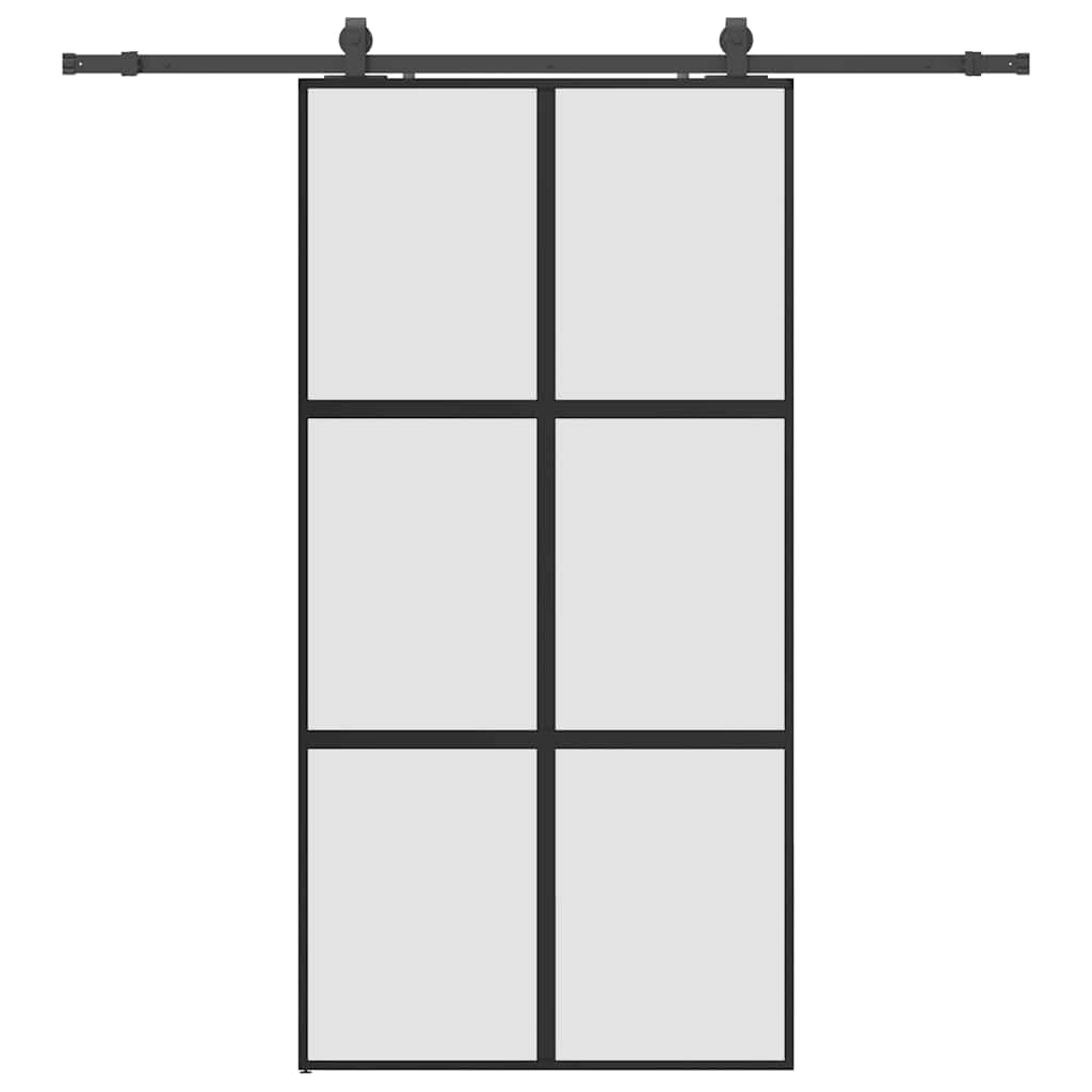 vidaXL Sliding Door with Hardware Set Black 102.5x205 cm Tempered Glass