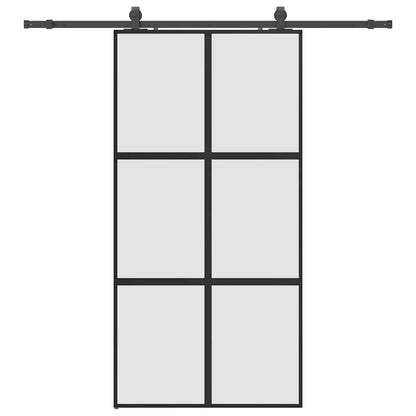 vidaXL Sliding Door with Hardware Set Black 102.5x205 cm Tempered Glass