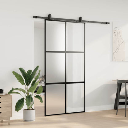 vidaXL Sliding Door with Hardware Set Black 102.5x205 cm Tempered Glass