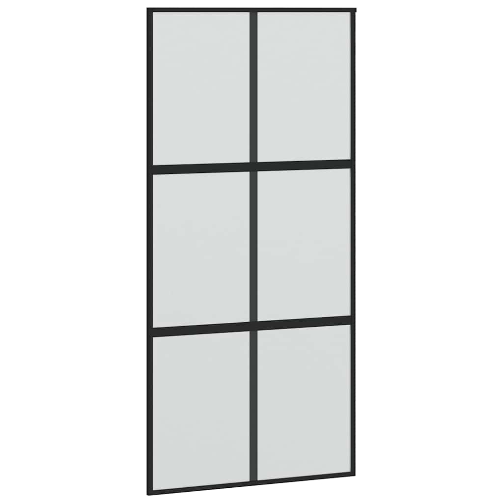 vidaXL Sliding Door with Hardware Set Black 102.5x205 cm Tempered Glass