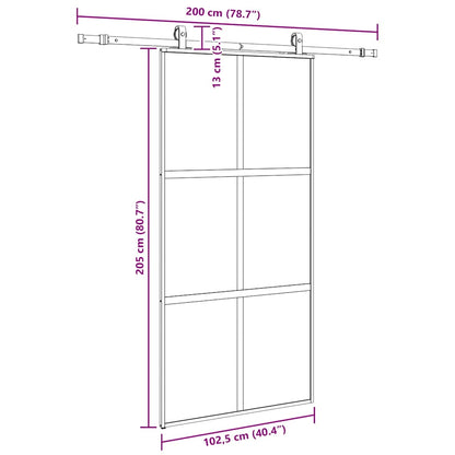 vidaXL Sliding Door with Hardware Set Black 102.5x205 cm Tempered Glass