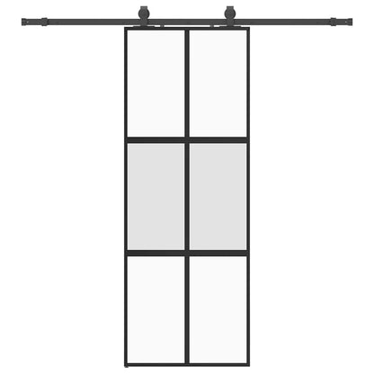 vidaXL Sliding Door with Hardware Set Black 76x205 cm Tempered Glass