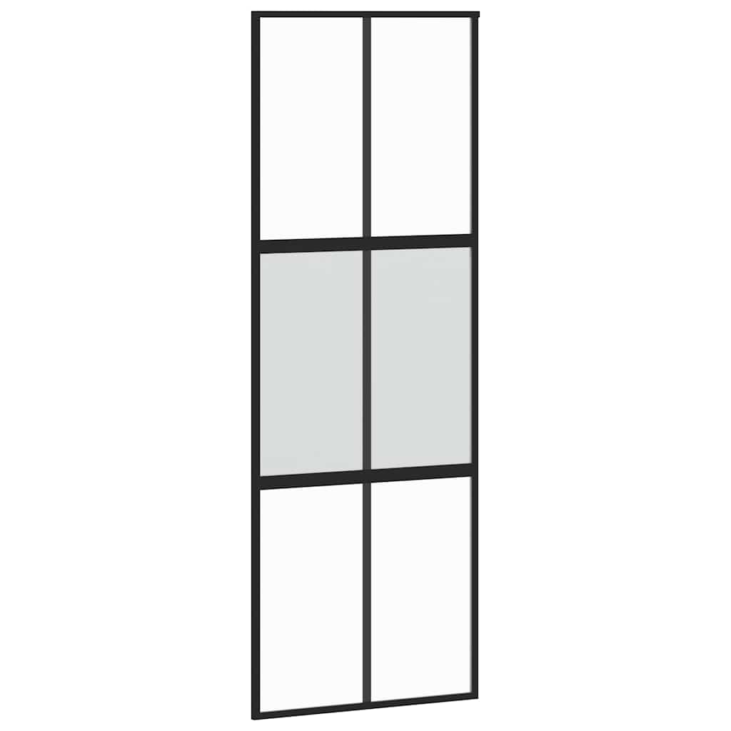 vidaXL Sliding Door with Hardware Set Black 76x205 cm Tempered Glass