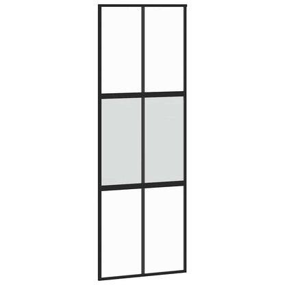 vidaXL Sliding Door with Hardware Set Black 76x205 cm Tempered Glass