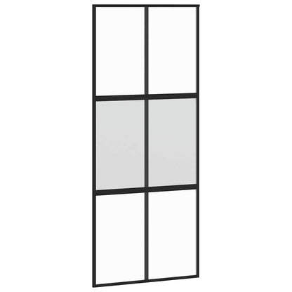 vidaXL Sliding Door with Hardware Set Black 90x205 cm Tempered Glass