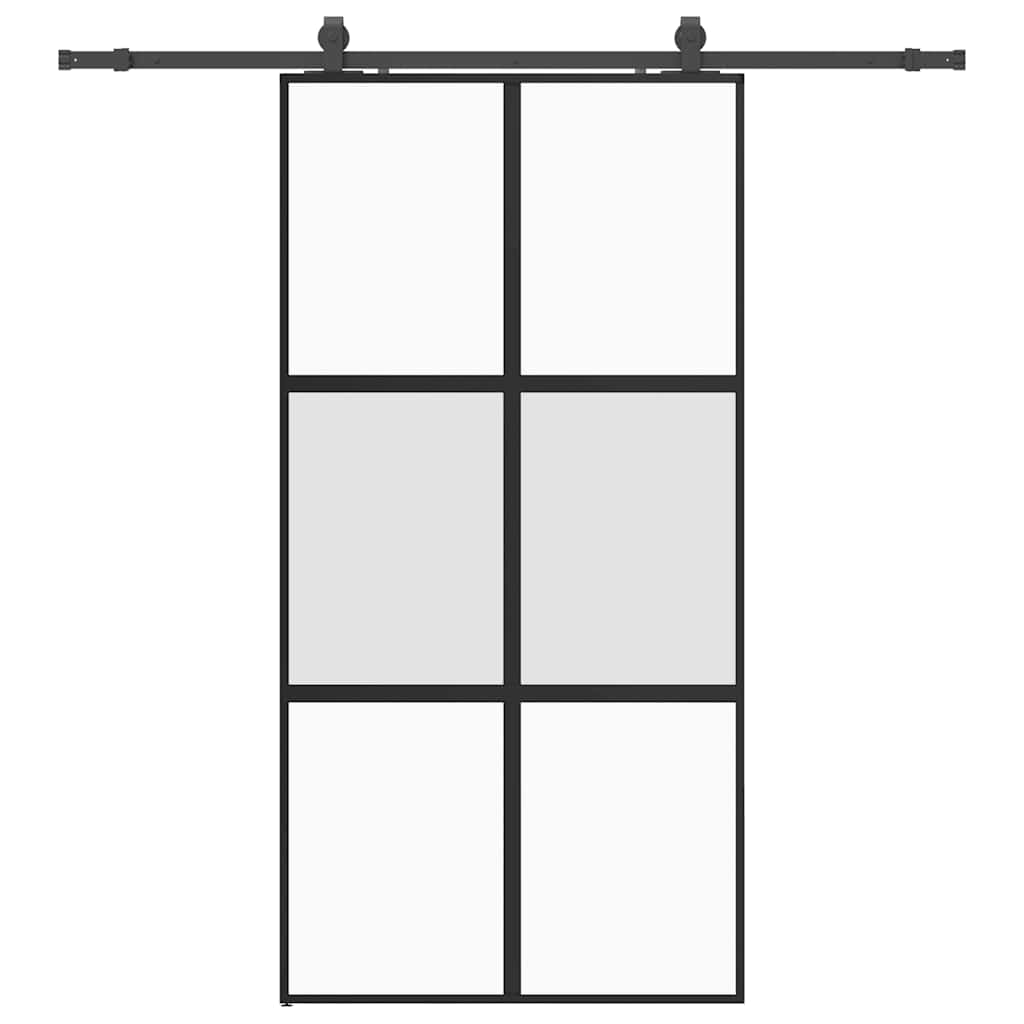 vidaXL Sliding Door with Hardware Set Black 102.5x205 cm Tempered Glass
