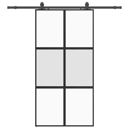 vidaXL Sliding Door with Hardware Set Black 102.5x205 cm Tempered Glass