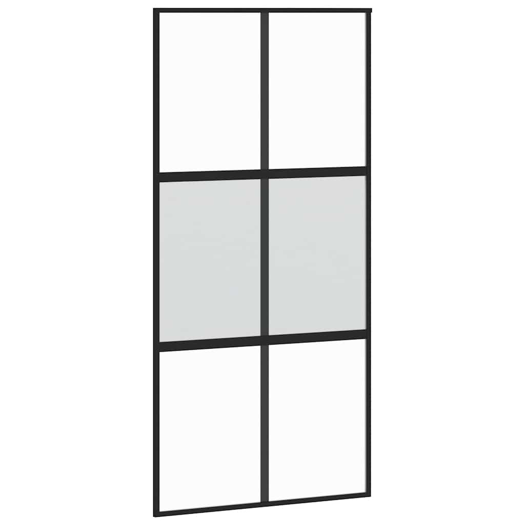 vidaXL Sliding Door with Hardware Set Black 102.5x205 cm Tempered Glass