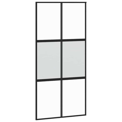vidaXL Sliding Door with Hardware Set Black 102.5x205 cm Tempered Glass