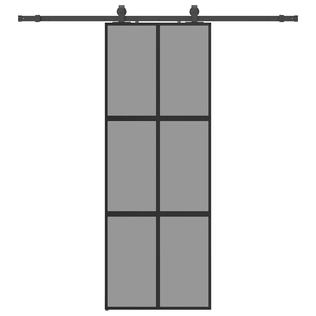 vidaXL Sliding Door with Hardware Set Black 76x205 cm Tempered Glass