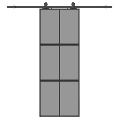 vidaXL Sliding Door with Hardware Set Black 76x205 cm Tempered Glass