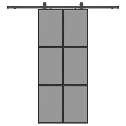 vidaXL Sliding Door with Hardware Set Black 90x205 cm Tempered Glass