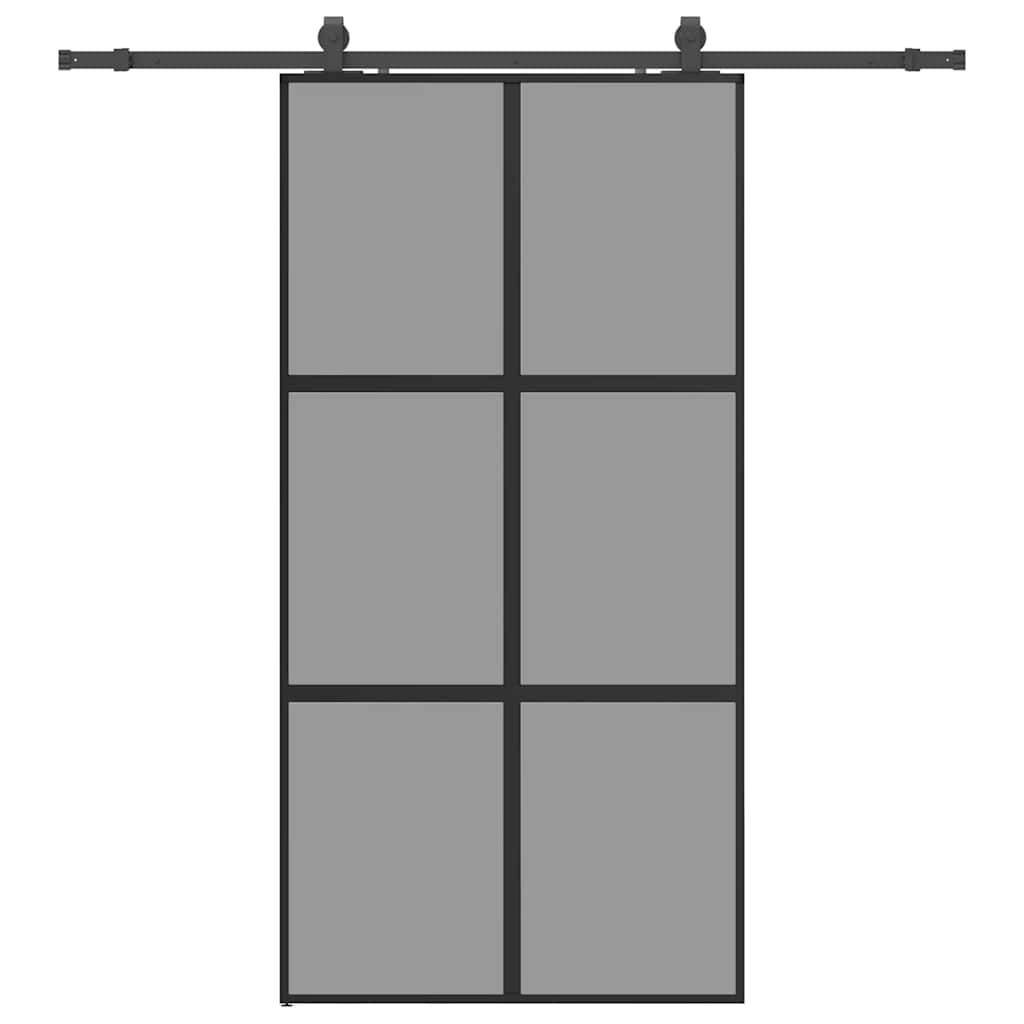 vidaXL Sliding Door with Hardware Set Black 102.5x205 cm Tempered Glass