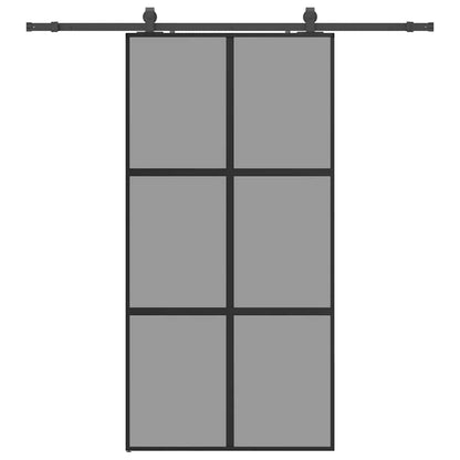 vidaXL Sliding Door with Hardware Set Black 102.5x205 cm Tempered Glass