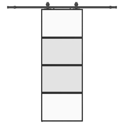 vidaXL Sliding Door with Hardware Set Black 76x205 cm Tempered Glass