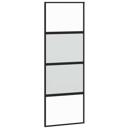 vidaXL Sliding Door with Hardware Set Black 76x205 cm Tempered Glass