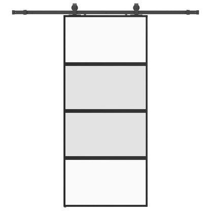 vidaXL Sliding Door with Hardware Set Black 90x205 cm Tempered Glass