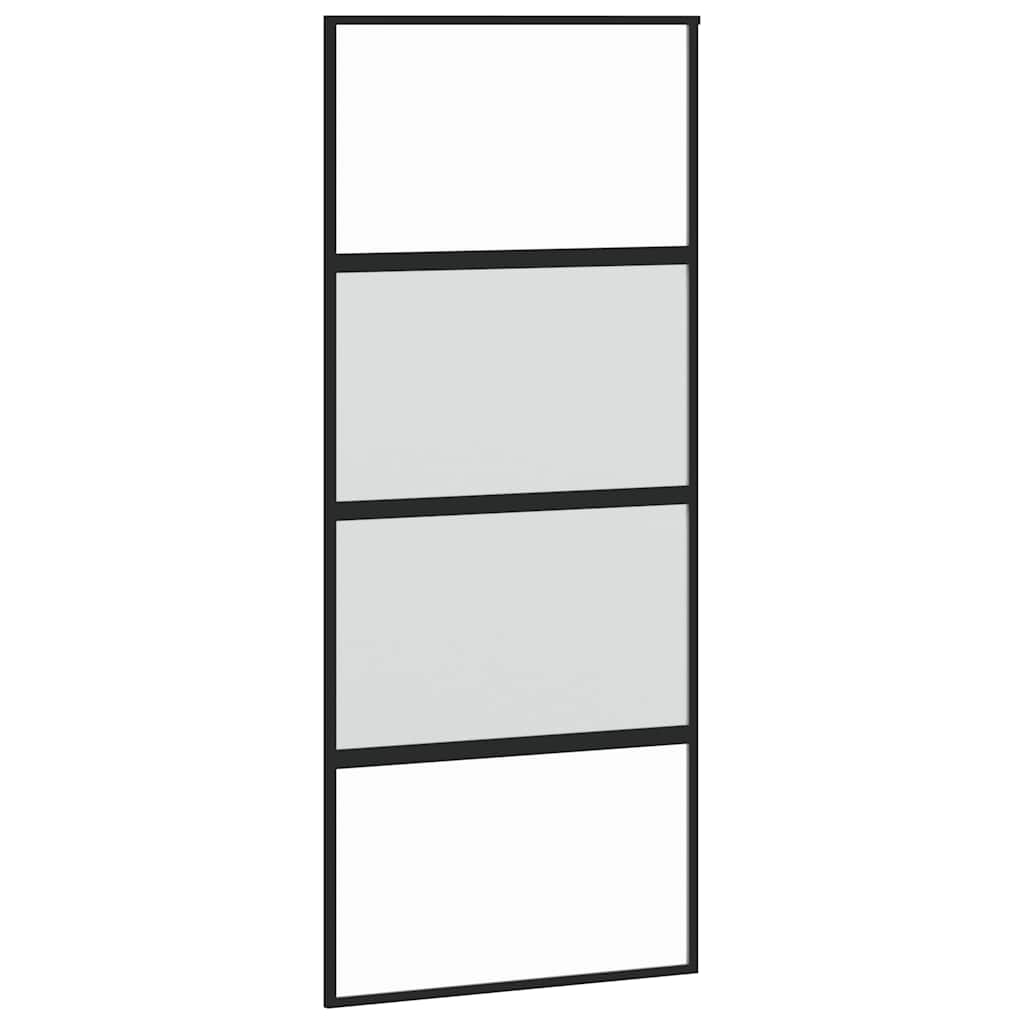vidaXL Sliding Door with Hardware Set Black 90x205 cm Tempered Glass