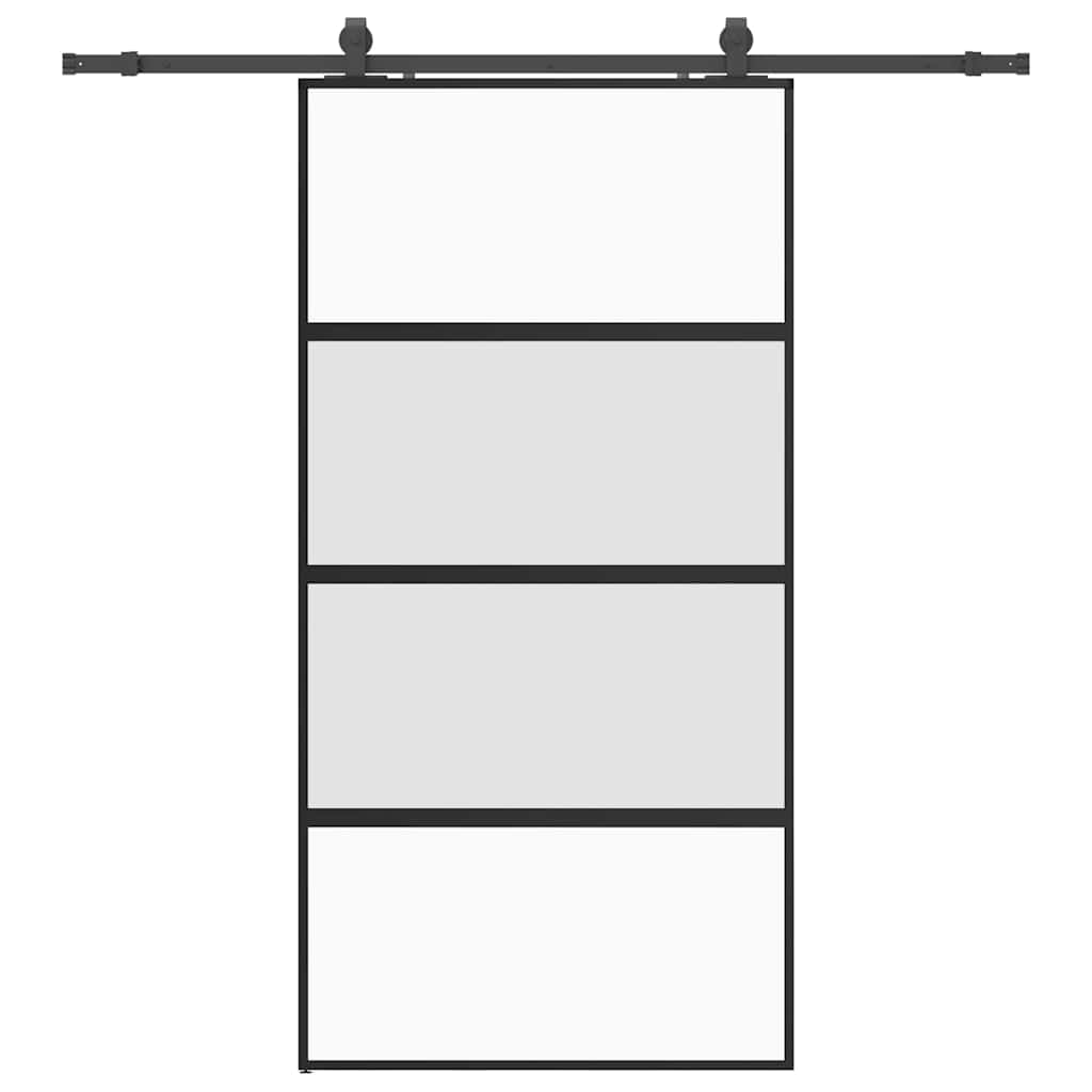vidaXL Sliding Door with Hardware Set Black 102.5x205 cm Tempered Glass