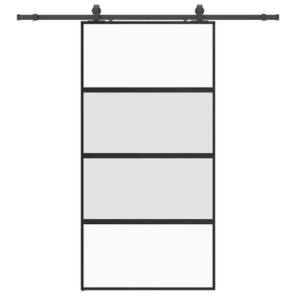 vidaXL Sliding Door with Hardware Set Black 102.5x205 cm Tempered Glass