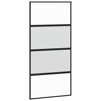 vidaXL Sliding Door with Hardware Set Black 102.5x205 cm Tempered Glass