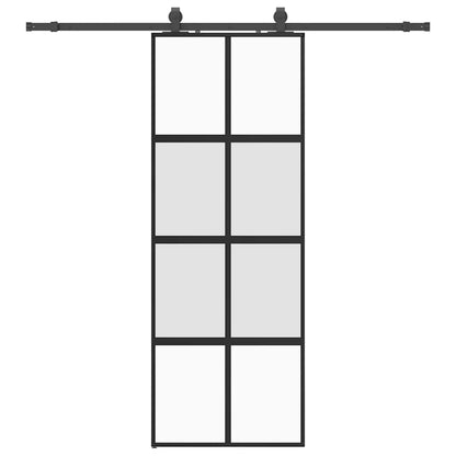vidaXL Sliding Door with Hardware Set Black 76x205 cm Tempered Glass