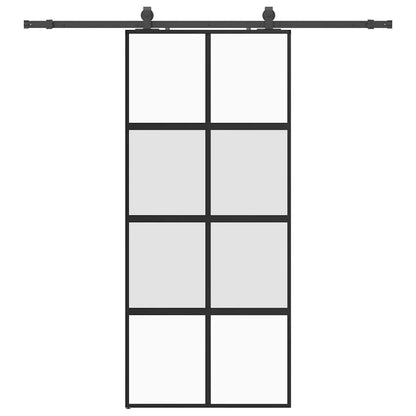 vidaXL Sliding Door with Hardware Set Black 90x205 cm Tempered Glass