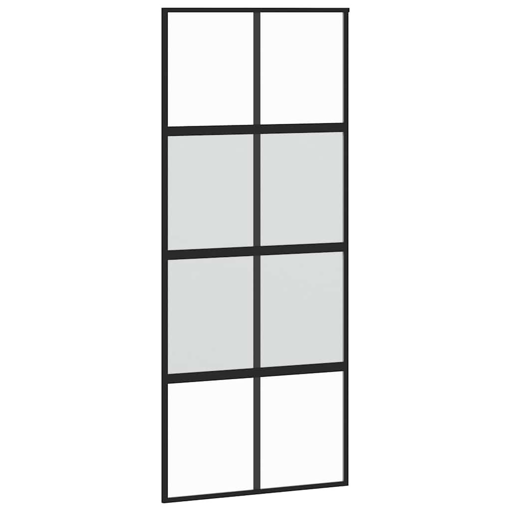 vidaXL Sliding Door with Hardware Set Black 90x205 cm Tempered Glass