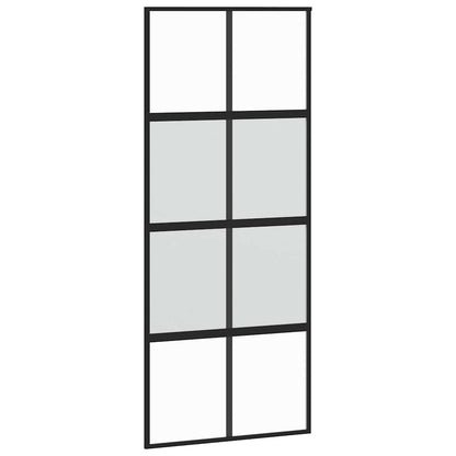 vidaXL Sliding Door with Hardware Set Black 90x205 cm Tempered Glass