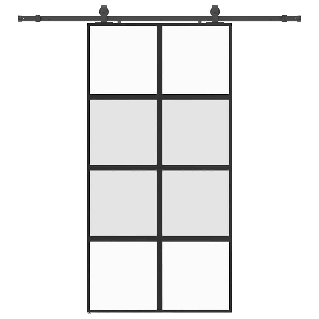 vidaXL Sliding Door with Hardware Set Black 102.5x205 cm Tempered Glass