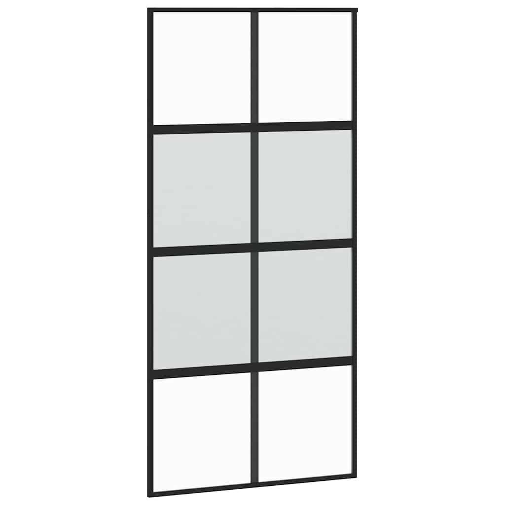 vidaXL Sliding Door with Hardware Set Black 102.5x205 cm Tempered Glass