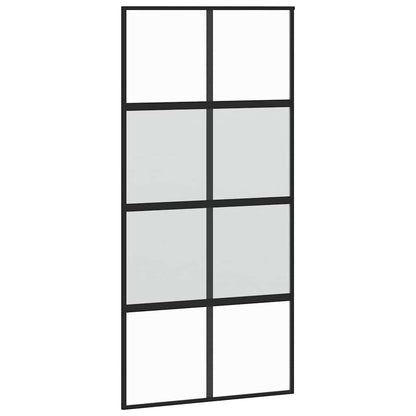 vidaXL Sliding Door with Hardware Set Black 102.5x205 cm Tempered Glass