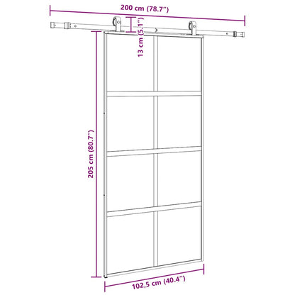 vidaXL Sliding Door with Hardware Set Black 102.5x205 cm Tempered Glass