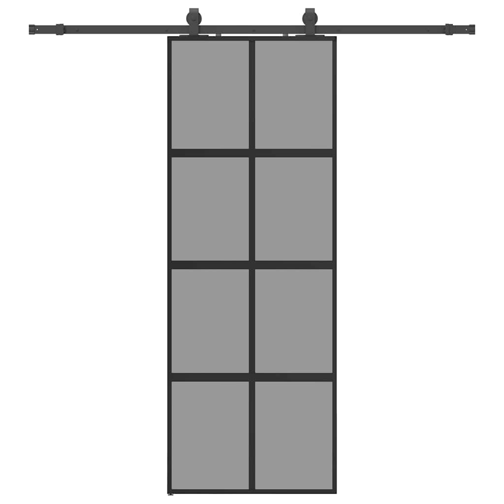 vidaXL Sliding Door with Hardware Set Black 76x205 cm Tempered Glass